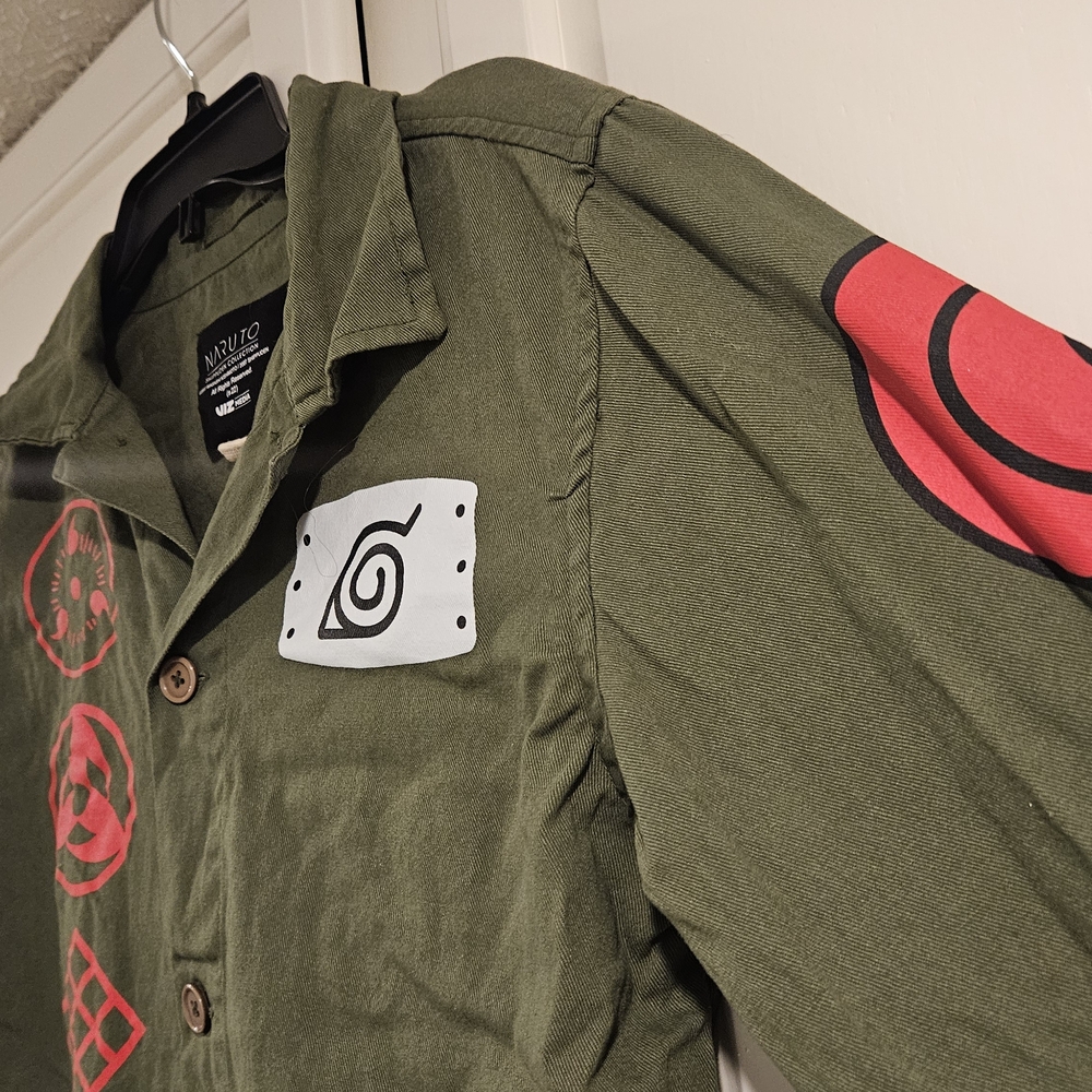 Naruto Shippuden Hidden Leaf Village Shinobi Button-Up Jacket- Olive - Picture 7 of 7